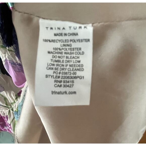 Trina Turk Silvery Floral Tiered Shift Dress Small - Picture 9 of 14